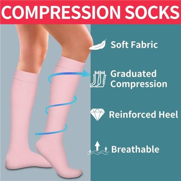 4 Pairs-Compression Socks for Women&Men Circulation-Best Support for Nurses - Picture 5 of 7
